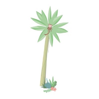 Jungly jungle - Palm tree with monkey wall sticker - 50x118cm