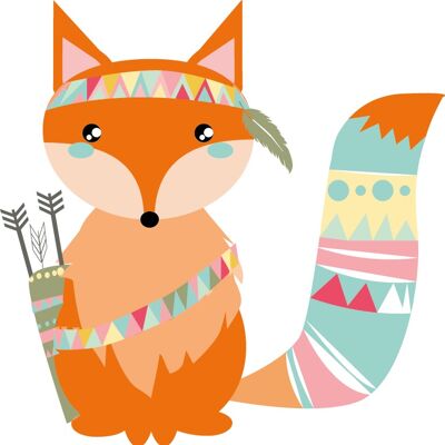 Indian animals - Fox wall sticker - 25x27cm