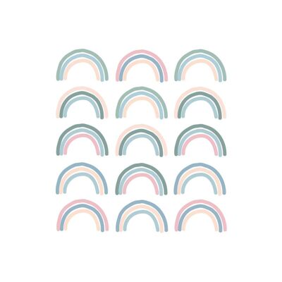 My little rainbow - pegatinas de pared arcoíris de colores 15 piezas - 6x10cm