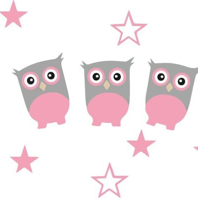 Pink owls with stars wall stickers - 15x10cm