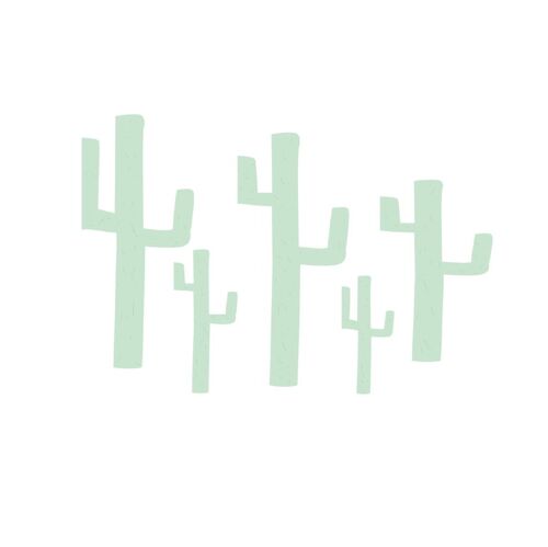 Indianen dieren - Cactus muurstickers 5st - 10x20cm