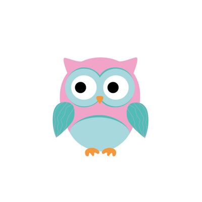 Pink and Mint Green Owl Wall Sticker - 17x16cm