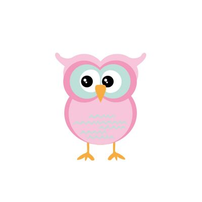 Pink owl wall sticker - 15x20cm
