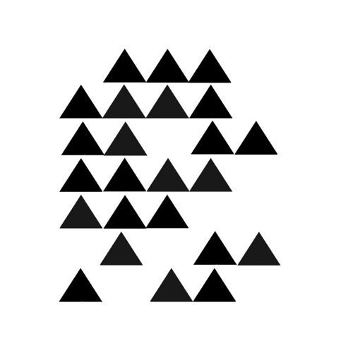 Driehoek muurstickers (diverse kleuren) - 45 stuks - 4,5x4,5cm