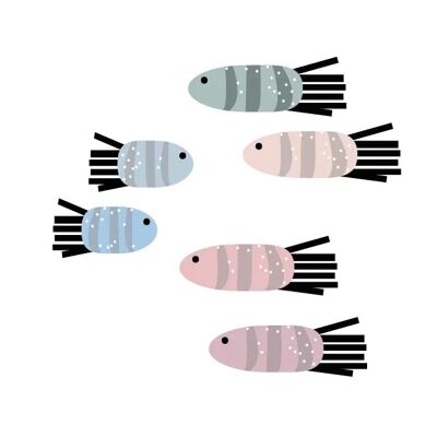 Fishie fishies - Stickers muraux poissons colorés