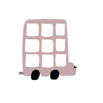 Vinilo decorativo bus rosa viejo - 5 piezas - 12x12cm