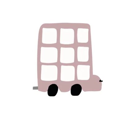Bus muursticker oud roze - 5 stuks - 12x12cm