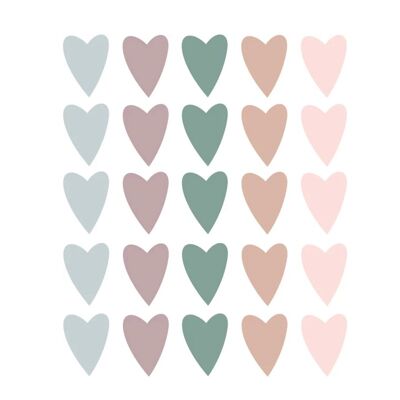 Colored hearts wall stickers - 25 pieces - 5x4cm