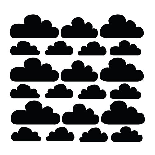 Zwarte wolken muurstickers (diverse kleuren) - 21 stuks