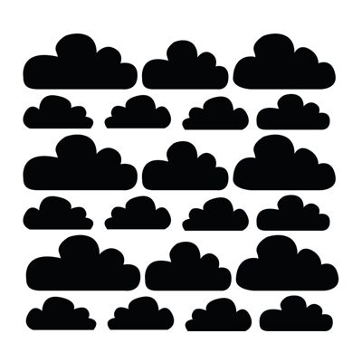 Schwarze Wolken Wandsticker (verschiedene Farben) - 21 Stück