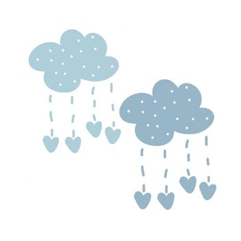 Mon petit arc-en-ciel - Stickers Nuages avec coeurs