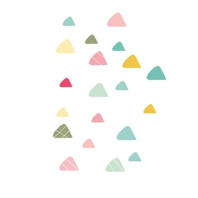 Indische Tiere - Farbige Dreiecks-Wandaufkleber 20 Stück - 4x4cm+3x3cm