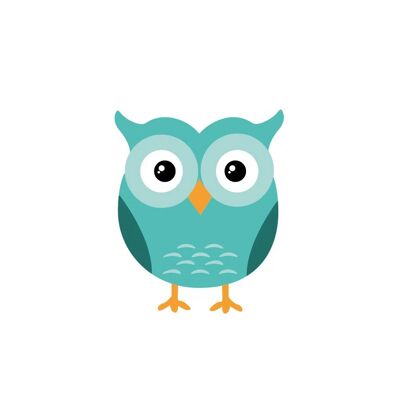 Mint green owl wall sticker - 15x18cm