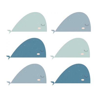 Fishie fishies - Stickers muraux baleines (Diverses variantes)