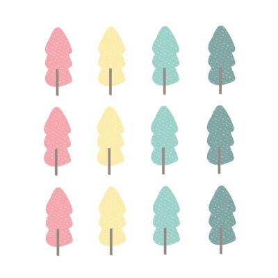 Indian animals - Colored trees wall stickers 12pcs - 5x12cm