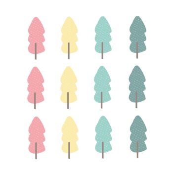 Animaux indiens - Stickers muraux arbres colorés 12pcs - 5x12cm