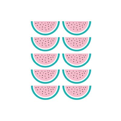 Watermeloen muursticker - 10 stuks - 8x5cm