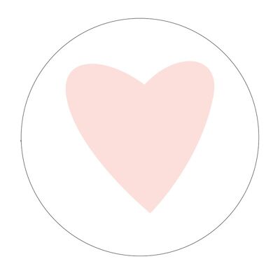 Wall circle Light pink heart - 3mm thick - 30cm