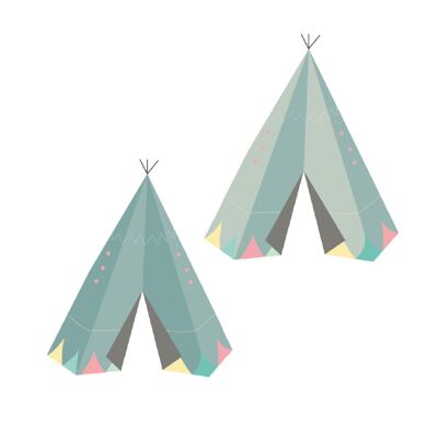 Indian animals - wigwam wall stickers - 35x42cm