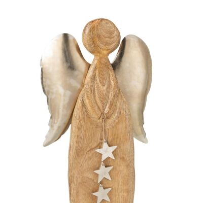 Angel+estrellas madera mango aluminio natural/plata medium