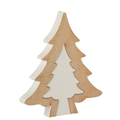 Arbol de navidad puzzle madera de mango blanco/whitewash large