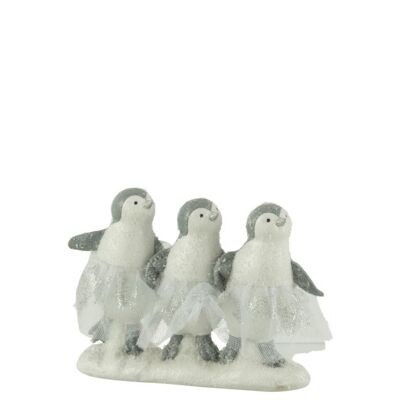 Pinguino 3 partes resina blanco/gris