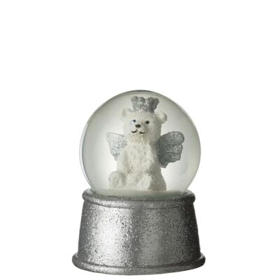 Bola de nieve oso resina blanco/gris small