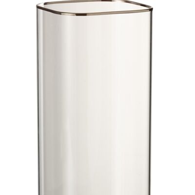 Jarron tula cristal transparente/plata large