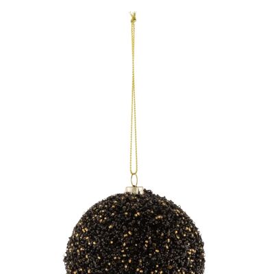 Bola navidad brillante plastico negro/oro small