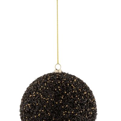 Bola navidad brillante plastico negro/oro medium