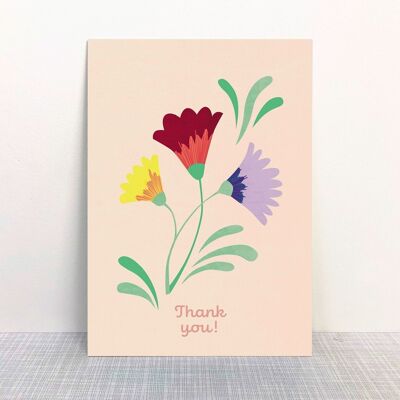 Postkarte "Thank you" Blumen