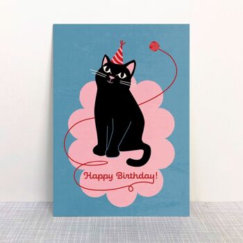 Carte postale "Joyeux anniversaire" chat