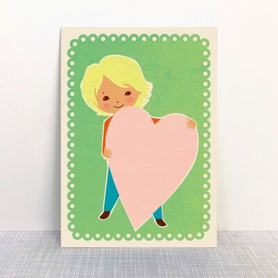 Postcard child with heart