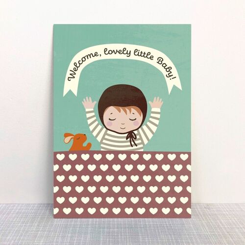 Postkarte "Welcome, lovely little Baby" mint