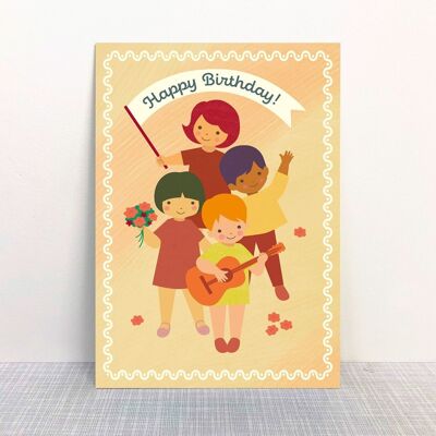 Carte postale "Joyeux anniversaire" enfants