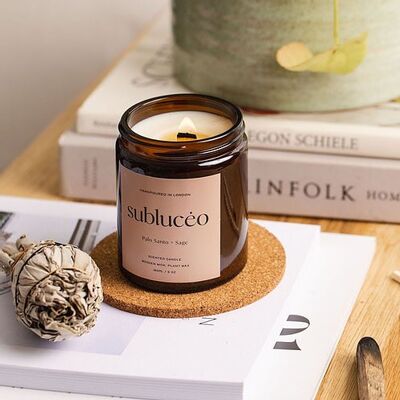 Palo Santo + Sage Wooden Wick Soy Candle – Small 120ml