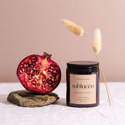 Pomegranate + Patchouli Wooden Wick Soy Candle – Small 120ml