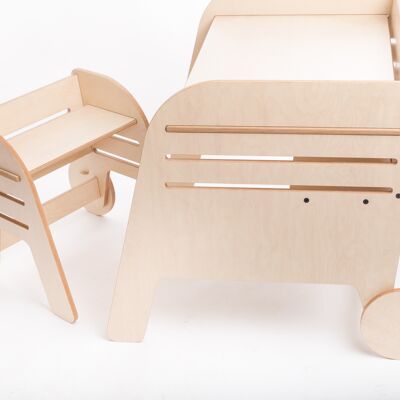 Montessori Table and Chair Set Wagon Wheel - Original Sustainable Montessori  Furniture by Luula