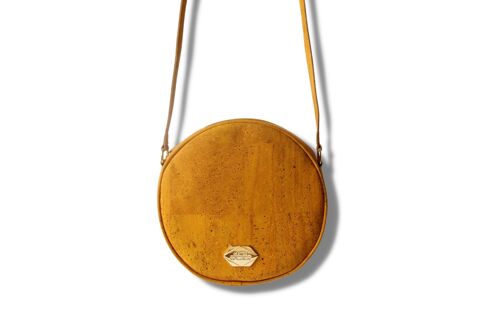 Korktasche Circle Bag - Runde Handtasche aus Kork - Mustard Gelb