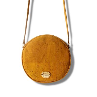 Korktasche Circle Bag - Runde Handtasche aus Kork - Moutarde Gelb