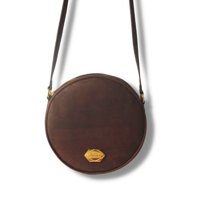 Bolso circular Korktasche - Runde Handtasche aus Kork - Mocca