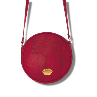 Bolsa circular Korktasche - Runde Handtasche aus Kork - Uva roja (Rot)