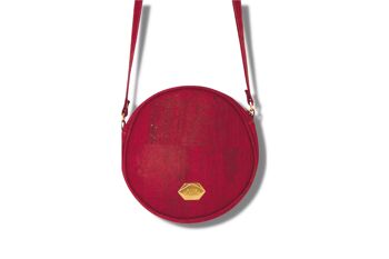 Korktasche Circle Bag - Runde Handtasche aus Kork - Raisin rouge (Rot) 1