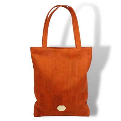 Korktasche Shopper – Große Handtasche aus Kork - Papaya Orange