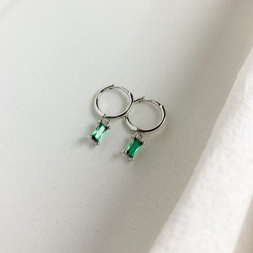 BURCU HOOPS - Silver - Green