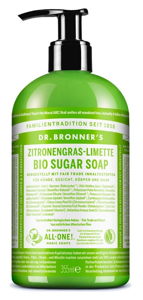 Zitronengras-Limette - BIO SUGAR SOAP - 335 ml
