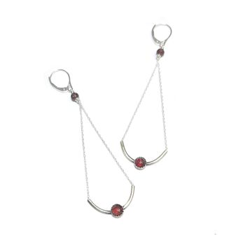 Boucles D'Oreilles Karajá Argent 925 Et Grenat 2