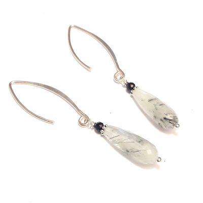 Quartz Tourmaline And Black Spinel Earrings Silver 925