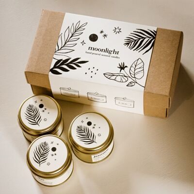 Moonlight selection box with three scented candles