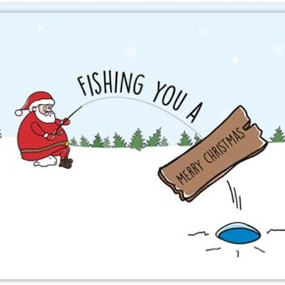 Carte de Noël | faire de la pêche